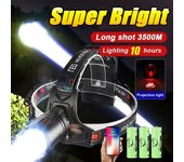 Linterna frontal LED ultra potente 2025, linterna frontal superbrillante de largo alcance, linterna frontal recargable por USB, luz frontal para pesca y caza Kit A