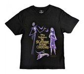Pesadilla antes de Navidad Camiseta unisex con adornos de algodón con personajes de Jack y Sally para adultos L negro/púrpura