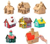 Kit de maqueta de casa navideña de cartón para colorear, casa de juegos, decoración de papel, modelo hecho a mano, regalos para niños para cumpleaños 10