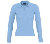 Polo de algodón piqué de manga larga Podium para mujer/señora SOLS L denim