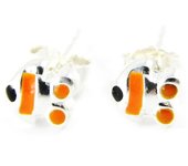 Les Trésors De Lily [H8216] - Boucles Argent 'Poissons' orange argenté - 5x5 mm naranja