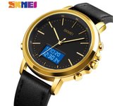 Reloj SKMEI para hombre, reloj de cuarzo Digital con doble movimiento y pantalla de luz LED, cronómetro, relojes de pulsera para hombre, reloj Masculino 1652 plata/blanco
