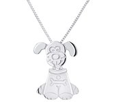 Colgante Infantil - LÉA &; ARTHUR - Motivo 'PERRO' - Oro blanco 375 - Joyería hipoalergénica - 2 cm