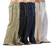 Pantalones anchos de lino de verano para hombre, pantalones coreanos, ropa de cama de gran tamaño, ropa de calle para hombre, pantalones de Yoga de primavera, ropa informal para hombre, pantalones de chándal L negro