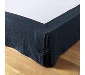 Funda de sommier 90x190 cm Gasa de algodón color medianoche 90 x 190 cm azul