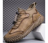Botas de hombre hechas a mano para otoño e invierno, botines cómodos para hombre, zapatos casuales, mocasines de cuero para conducir. 38 negro