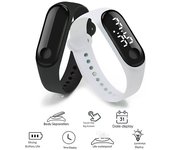 Reloj digital LED de 6 colores Reloj de pulsera con pantalla táctil Pulsera deportiva Reloj electrónico informal Reloj deportivo blanco