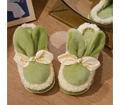 Nuevas pantuflas Baotou de algodón con orejas grandes, zapatillas de felpa rojas con dibujos animados de Internet, zapatillas de algodón EVA para el hogar. 36 blanco
