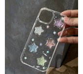 Bonita funda luminosa transparente con estrellas 3D de caramelo brillante para iPhone 15, 14, 13, 12, 11 Pro Max, funda suave de epoxi con purpurina, carcasa de chica coreana For iPhone 13Pro Max