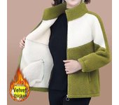 Suéter y chaqueta de piel de cordero gruesa antiedad para mujer, otoño/invierno 2025 M verde