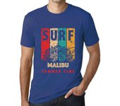Camiseta vintage para hombre con estampado gráfico Surf Summer Time Malibu Royal Blue XS azul denim