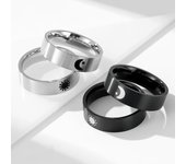 Anillo de pareja Sol Luna Anillo de acero inoxidable Mate Negro Hombres Mujeres Anillo de acero de titanio Joyería Regalo de vacaciones 6# negro