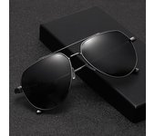 Gafas de sol polarizadas Nuevas gafas de hombre Gafas de metal de doble haz azul Gafas de sol negras Mujer negro