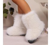 Botas cortas planas de plataforma de felpa de gamuza para mujer, superventas, botas hasta el tobillo sin cordones de pasarela a la moda, zapatos cálidos de invierno de talla grande 44 para mujer 36 negro