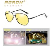 AORON visión nocturna polarizada gafas de sol clásico diseño gafas de diseño al aire libre de pesca deportiva para los hombres negro