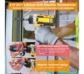 Destornillador eléctrico de taladro de litio 2 en 1, herramienta eléctrica multifunción, Motor cepillado de alto par, 21V 1pcs battery EU Plug varios colores