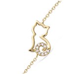 Les Trésors De Lily [N6866] - Pulsera chapada en oro 'Chat Silhouette' oro blanco - 15x10 mm oro
