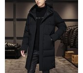 Chaqueta larga de plumón para hombre, abrigo de invierno informal con capucha para hombre M
