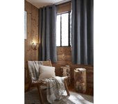 Juego de 2 cortinas opacas acústicas y térmicas forradas con tejido polar  Bjorn  100% opaco - Bjorn Titanium - 2 paneles 140 x 180 cm