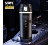Hervidor eléctrico inteligente de acero inoxidable para coche, calentador de agua de 12 V/24 V, 500 ml, con control de temperatura blanco