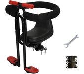 Asiento de bicicleta para niños montado en la parte delantera Asiento de bicicleta seguro para niños con valla y reposapiés para niños negro
