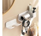 Soporte para secador de pelo, organizador de baño de pared, estante de almacenamiento para secador de pelo, estantes de pared multifunción para accesorios de baño