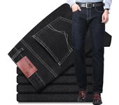 Pantalones vaqueros rectos elásticos de moda para hombre, pantalones largos casuales elásticos de cintura media 28 azul