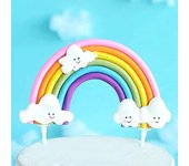 Adornos para tartas de nube de arcoíris, adornos para magdalenas de pastel de arcoíris, suministros de decoración para fiestas de cumpleaños para niños y niñas A