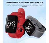 Relojes deportivos digitales informales Pantalla digital LED Esfera cuadrada grande Diseño ergonómico Reloj de pulsera de silicona gris