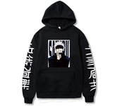 Jujutsu Kaisen sudaderas con capucha Anime Harajuku Satoru Gojo gráfico hombres mujeres sudaderas jerseys Casual manga larga ropa de calle Tops 2XL beige