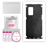 Adhesivo protector apgo para la parte trasera y laterales compatible con Oppo Reno 6 Pro 5G, película envolvente, lámina de vinilo - Patrón de cuero negro