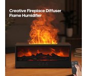 Difusor de aroma para chimenea, humidificador de llama creativo, apagado automático sin agua, con control remoto y luz nocturna realista para chimenea. blanco