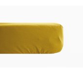 Drap housse percale pur coton 80 fils/cm² Vent du sud - Moutarde - 140 x 190 cm bonnet de 35 cm