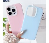 Funda de silicona líquida para iPhone 16, 15, 12, 13, 14, 11 Pro Max Plus, color caramelo sólido, a prueba de golpes, tacto suave For iPhone 16 azul