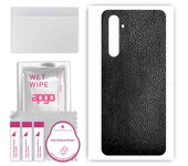 apgo Protective Skin Sticker for the back compatible with Realme X50 Pro Play, Wrap Film, Foil, Vinyl - Pattern Black Leather