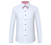 Camisas de manga larga blancas, rosadas y azules para hombre, camisas de manga con diseño de varias telas coreanas a la moda, trajes, Tops profesionales de negocios, ropa de trabajo 39 blanco