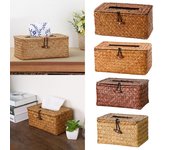 Caja de pañuelos de ratán, funda Rectangular para servilletas tejidas, contenedor de papel, servilletas para el hogar y el coche, organizador para el hogar 21*12*9cm