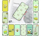 JZ2 Kerokero Keroppi - Funda blanda negra para iPhone 16, 15 Plus, 14, 13 Pro, 8 SE, XR, XS Max, P30, Nova 5T, Y5P, Y6, Y7, Y8P, Y9, Realme C30, C33, C31, VIVO Y36, V27 VIVO Y15A capri