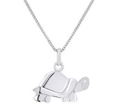 Colgante Infantil - LÉA &; ARTHUR - Tortuga - Oro blanco 375 - Joyas hipoalergénicas - Bolsa de regalo