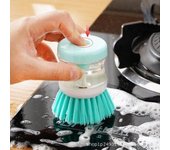 Cepillo para platos y ollas de cocina con dispensador. Se llena con líquido presionando, no daña la sartén. Cepillos de limpieza automáticos. color rosa