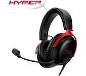 HyperX Cloud III - Auriculares con cable para juegos, Cloud 3, PC, PS5, Xbox Series X|S, DTS, espuma viscoelástica, marco duradero, micrófono ultratransparente de 10 mm, USB-C, USB-A, 3,5 mm negro/rojo