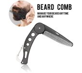 Peine para barba de acero inoxidable, peine para bigote portátil plegable antiestático, peine para el pelo