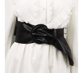 Cinturón corsé de cuero para mujer, hebilla para vestido, cinturón ancho de lujo para mujer, cinturón ancho, abrigo, cinturón decorativo para vestido negro