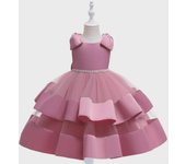 Vestido de tutú de princesa europea y americana: Manga de lazo para niña de las flores para actuaciones infantiles y ropa informal 120cm