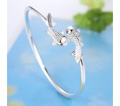 Pulseras de plata de lujo con forma de pez dorado y carpa para mujer, joyería clásica de moda para fiestas y bodas, regalos Adjustable plata