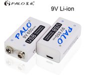 PALO 2 uds 9V batería USB 6F22 batería recargable de litio 650mAh baterías de energía batería multifunción batería de micrófono KTV blanco