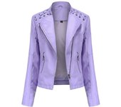 Chaqueta de piel sintética con estilo para mujer, clásica, de PU, para motociclista, a la moda, con cremallera, informal, abrigo corto, prendas de vestir exteriores delgadas con detalle de cordones retro, S-4XL, talla grande 2XL camello
