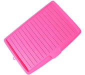 Escurridor de platos de plástico multiusos, diseño rectangular, bandeja para escurrir platos de cocina que ahorra espacio. color rosa