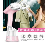 Plancha de vapor portátil de mano, potente vaporizador de ropa de 800W, plancha de vapor de calor rápido color rosa