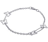Les Trésors De Lily [H6225] - Bracelet Argent 'Chorégraphie' argenté (papillon) - 9x9 mm plata